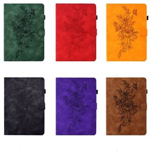 Opdruk bloem vlinder lederen portefeuille tablet cases voor iPad 10.9 2022 Pro 11 10.5 10.5 inch air air2 2 9,7 inch mode bloemen krediet -kaart slothouder standaard zakjes