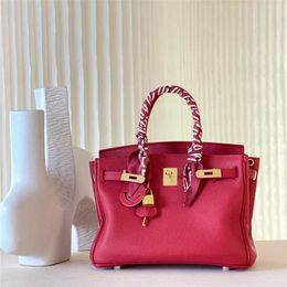 Platinum Bag Designer Fourre-tout 2024 Cuir de haute qualité Mise à niveau pour femme Première couche de peau de vache rouge chinois Sac à main en cuir de grande capacité