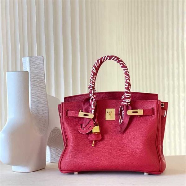 Platinum Bag Designer Fourre-tout 2024 Cuir de haute qualité Mise à niveau pour femme Première couche de peau de vache rouge chinois Sac à main en cuir de grande capacité