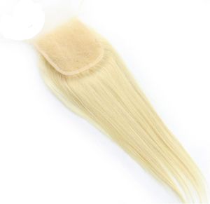 Platinum Blonde 613 Clôture en dentelle droite avec des cheveux de bébé nœuds blanchis Remy Human Hair 4x4 CLOSIRES DE LACE1035328