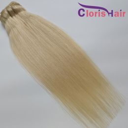 Clips blonds en platine sur les extensions de cheveux humains # 613 Silky brésilien brésilien brésilien tissage avec clip ins 8pcs 120g / set 12-24 pouces