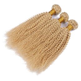 Platine Blonde Cheveux Humains Tisse Afro Crépus Bouclés 613 Bundles Vierge Non Processus 3Bundles Extension de Cheveux Expédition Rapide par DHL