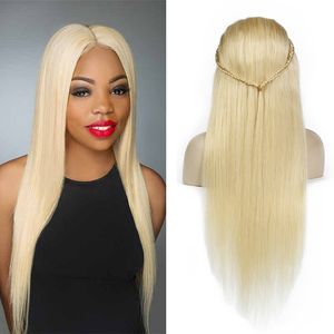 Platinum Blonde Menselijk Haar Pruiken Braziliaanse Lijmloze Kant Pruiken 613 # Honey Blonde Full Lace Menselijk Haar Pruiken voor Zwarte Vrouwen