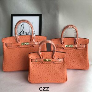 Platinum ontwerper struisvogel handtas handtassen tas modieus patroon draagbare een schouder schuine scheur met koehide dames oranje originele logo echt leer lqa99