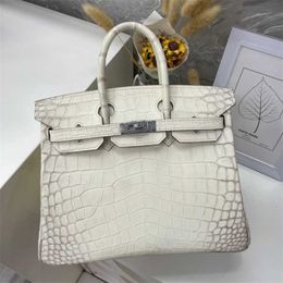 Platinum Family Special Designer Bag Himalayan BK25 Mist Face True Crocodile Skin Sewn Was Draad Silver Buckle 25