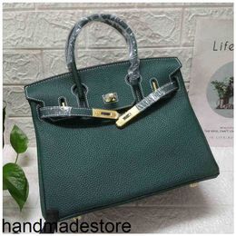 Borsa firmata Platinum Handbag 2024 Chiusura a mano da donna in pelle moda verde scuro 30 con 35