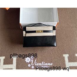 Bolso de cuero de platino Lizard 7a Kliys Handmade Handbag Kliys Genuine Leather 7A Bag Mini Generation 22cm Pochette Black Noir Lizard Gold Hebilla