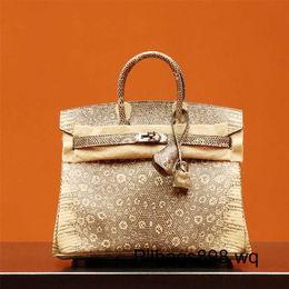 Platinum Lizard Leather Handbag 7a Handmade Kliys Master Zhangs Handheld Womens Bag à la mode Platinum Sac 25 True Lizard Skin Snowflake