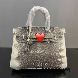 Platinum Lizard Leather Handbag 7a Handmade Kliys 2023 Lizard Skin 30cm sac à main pour femmes avec sens avancé de la mode et de l'atmosphère