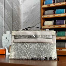 Platinum Lizard Leather Handsbag 7a Kliys Moeko Wax Thread Mini Bag Génération Lézard Sac Sage Snowflake Naturel Couleur