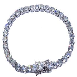 Platine Plaqué 925 Sterling Tennis Bracelet Sier Créé Moissanite Gemme Diamant Bracelets pour Femmes Mariage Fine Jewelry256I