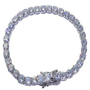 Pulsera de tenis de plata de ley 925 chapada en platino, pulseras de diamantes de piedras preciosas de moissanita creadas por Sier para mujer, joyería fina de boda 234v