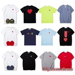 Speel modeheren t-shirts Designer Red Hart Shirt Casual T-shirt katoenen borduurwerk korte mouw Summer T-shirt Aziatische maat S-3XL