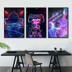 Speel Game Canvas Schilderij Kleurrijke Gamepad Posters en Prints Trendy Wall Art Gaming Room Jongens Slaapkamer Decoratieve Foto's