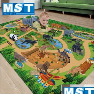 Tapis de jeu 12 pièces de modèles d'animaux simulés, jeu de développement de tapis pour enfants, jouets d'accrochage pour bébé, éducation en biologie, apprentissage Drop Delive Dhemw