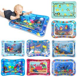 Speel matten 36 ontwerpen Baby Kids Water Play Mat opblaasbare PVC Infant Tummy Time Playmat Toddler Water Pad voor Baby Fun Activity Play Center 230417