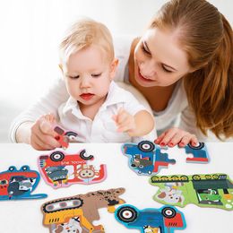 Speelmatten Baby Papier Cartoon Dier Auto Dinosaurus Cognitieve Bijpassende Puzzel Kinderen Gift Vroege Onderwijs Plezier Peuter Speelgoed 230621