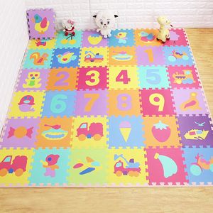 Speel matten QWZ10PCS/Set 30*30 cm Nummer Dierlijk Patroon Baby Mat Puzzel speelgoed voor kinderen Kinderen Eva Foam Yoga Crawling Mats Floor Tapete 230403