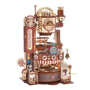 Speelmatten Robotime ROKR 420 stks DIY Chocolate Factory 3D Houten Puzzel Assemblage Knikkerbaan Speelgoed Cadeau voor Kinderen Tieners Volwassen LGA02 230613