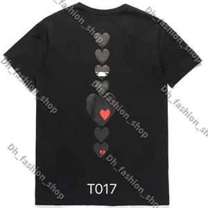 Speel t -shirt commes des Garcons mannelijk en vrouwelijk paar lange mouw shirt ontwerper geborduurde rode hart liefde zwart en witte strepen loos 8736