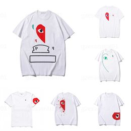 Speel t-shirt heren designer t-shirt mannen witte t-shirts zomer mode hart geborduurd pure katoenen top casual veelzijdige t-shirts vrouwen