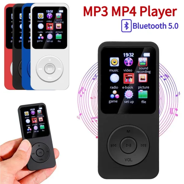 Lecteur 1,8 pouces MP3 MP4 Lecteur de musique portable Mini Bluetoothcompatible 5.0 Ebook Sports FM Radio Walkman Lecteurs de musique pour Windows XP