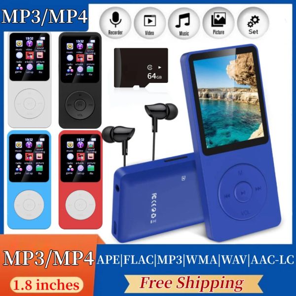 Reproductor 1.8 pulgadas mp3 mp4 Music Play Push Botton Bluetooth 5.0 Ebook E Sports FM Radio Student Walkman para Windows XP/Vista/Windows 8