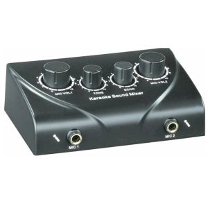 Speler 3 kleuren professionele karaoke sound mixer met kabel dubbele microfoon ingangen microfoon control versterkingsversterker echo -effect