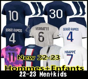 Joueur 30 10 Mbappe 7 Maillot de Football Hakimi Sergio Ramos Sanches Psgs 2022 2023 Maillot de Football 23 Hommes Enfants Kit Uniforme enfants