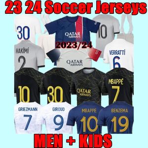 Joueur 30 10 MBAPPE 7 maillots de football HAKIMI SERGIO RAMOS SANCHES psGS français 22 23 24 Maillots maillot de football 2023 2024 hommes enfants kit ensemble Benzema Icardi Verratti uniforme