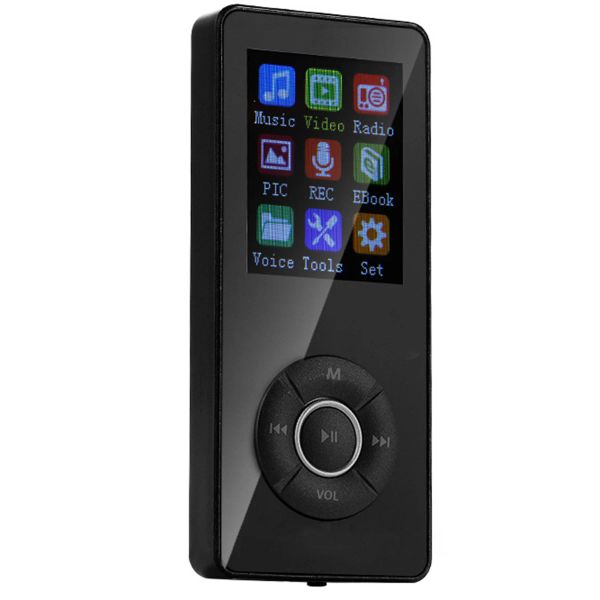 Reproductor de 5 botones Reproductor de MP3 de 1,8 pulgadas Mini pantalla TFT Reproductor multimedia de música Reproductor de audio y vídeo portátil Negro Plata Azul