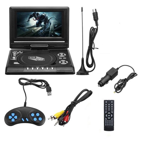 Lecteur 7,8 pouces TV Car Home Car DVD Portable HD VCD CD MP3 HD DVD PLATER USB SD CARTES RCA PORTABLE CABLE GAME 16 9 Rotation LCD Écran