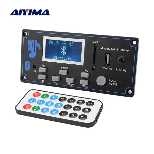 Reproductor AIYIMA 12V LCD Bluetooth Placa decodificadora de MP3 WAV WMA Decodificación Reproductor de MP3 Módulo de audio Soporte FM Radio AUX USB con pantalla de letras