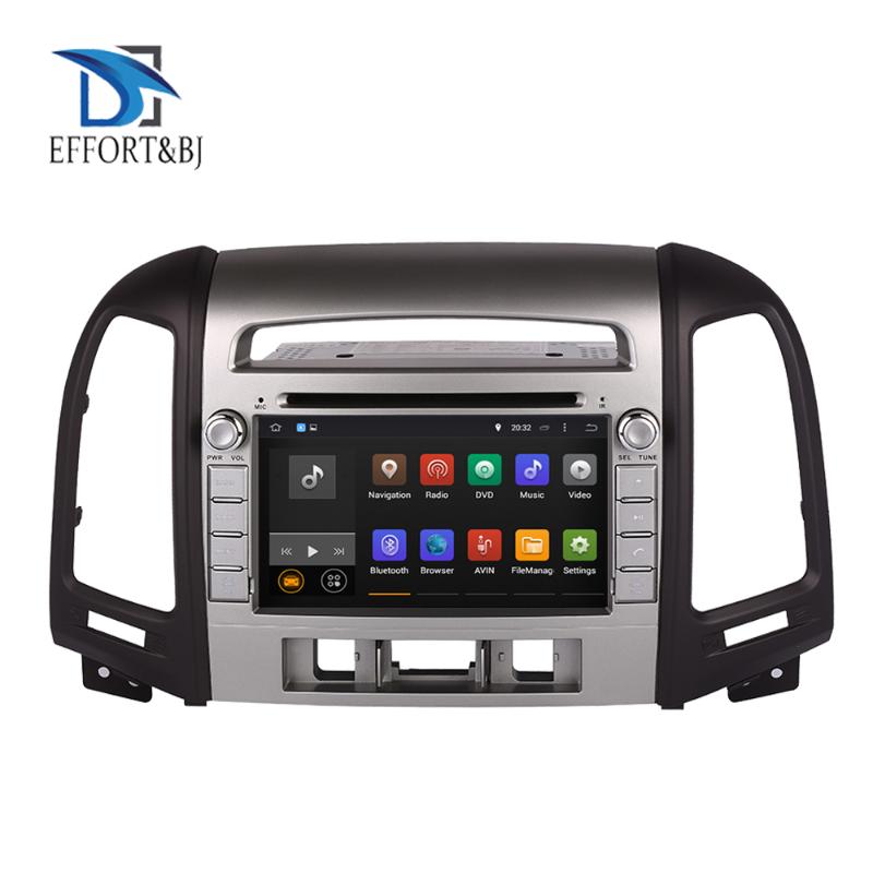Lecteur Auto Radio 4GB Android 9 0 Dvd de voiture pour SANTA FE 2006-2012 3 trous multimédia GPS magnétophone tête Unit3004