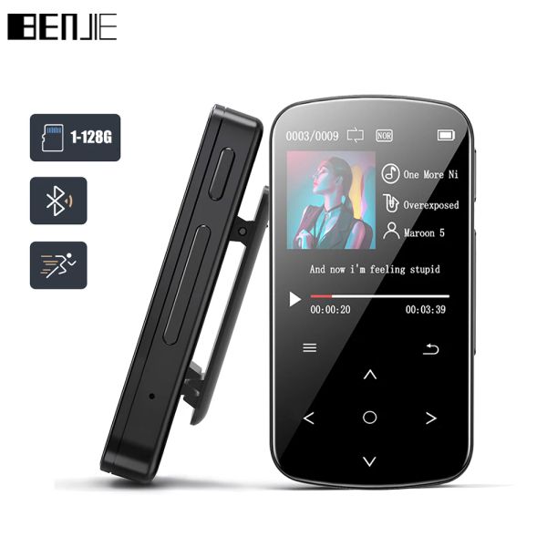 Joueur Benjie M9 Bluetooth MP3 lecteur Mini Clip Sports Music Player Walkman Pidomètre FM Radio Ebook Recorder horloge TF SD Card