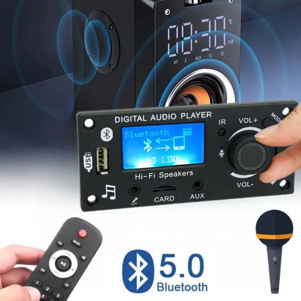 Lecteur Bluetooth 5.0 Carte décodeur MP3 DC 12 V Microphone LCD Affichage des paroles Enregistrement mains libres Récepteur audio de voiture USB TF FM Lecteur de musique