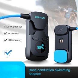 Lecteur Casque à conduction osseuse Écouteurs sans fil Bluetooth Lecteur de musique Mp3 Hifi 8G Mémoire IPX8 Casque de natation étanche avec micro