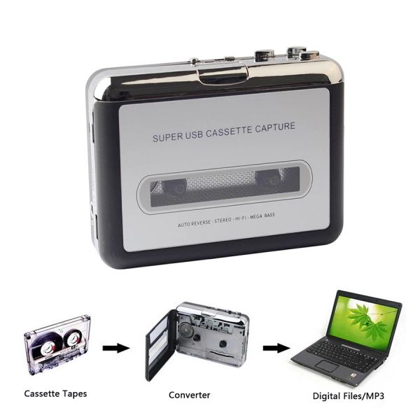 Reproductor cassette reproductor USB Cassette Capture Radio Player Player para convertidor MP3 Captura USB Música de audio Registro de reproductor de reproductor Recordadora de cassette