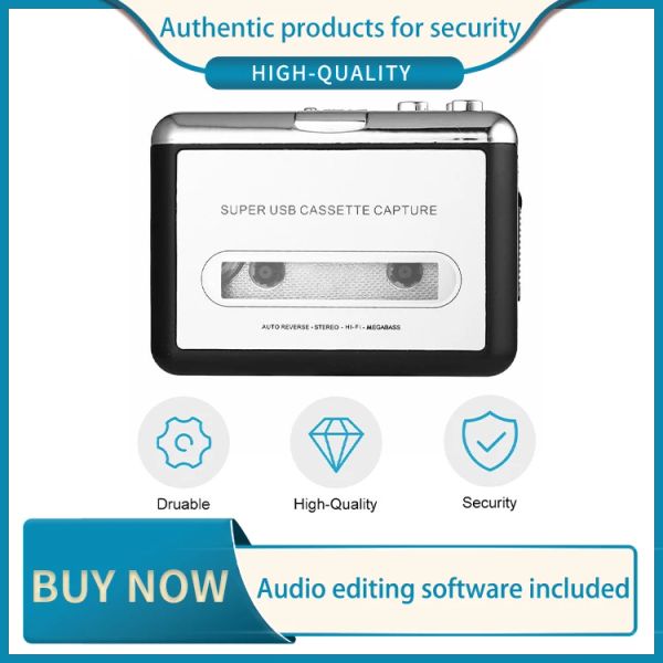 Reproductor de cassette reproductor de discos portátil USB Cassette Capture Capture Cassette Recorder Converter Digital Audio Music Player Dropshipping