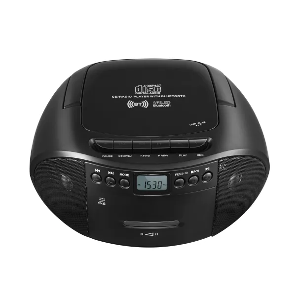 Lecteur CD et Cassette ComboX, Lecteur CD Bluetooth Boombox, Radio AM/FM, Son Stéréo avec Télécommande, Enregistrement sur Cassette