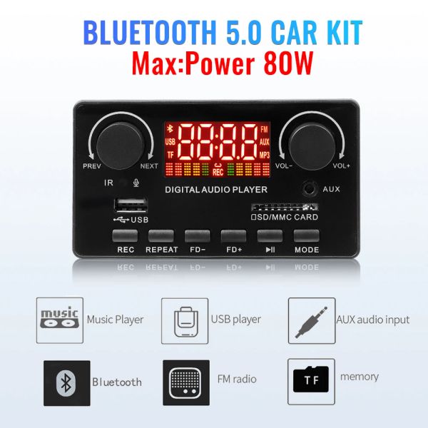 Reproductor DC 725V 2*40W Amplificador Bluetooth Placa decodificadora de MP3 12V Radio FM Módulo de bricolaje Compatible con reproductor TF Cambio de carpeta de grabación de llamadas