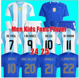 Speler Fans Argentinië Voetbalshirts 2024 2025 E.FERNANDEZ J.ALVAREZ MARTINEZ DYBALA DI MARIA DE PAUL MAC ALLISTER E.MARTINEZ 24 25 voetbal heren kindershirt Uniformen