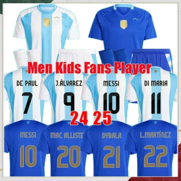 Fans de joueurs Argentine Soccer Jerseys 2024 2025 E.FERNANDEZ J.AAREZ MARTINEZ DYBALA DI MARIA DE PAUL ALLISTER E.MARTINEZ 24 25 Football Hommes Enfants Chemise 4XL