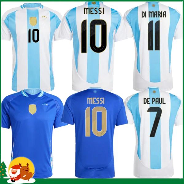 Version des fans de joueurs 2024 2025 Argentine Messi Soccer Jerseys 24 25 Dybala Di Maria Martinez de Paul Maradona Fernandez Chemise de football de sport Hommes Femmes Kit enfants