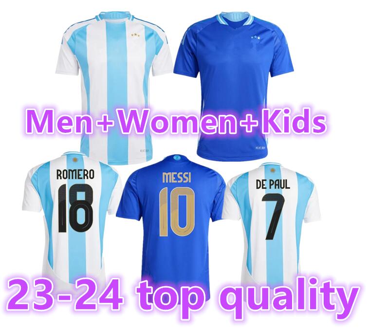 PLAYER Fans версия 2024 Аргентина Мессис футбольные майки 24 25 DYBALA DI MARIA MARTINEZ DE PAUL MARADONA FERNANDES спортивная футбольная рубашка Мужчины женщины детские носки kit8899