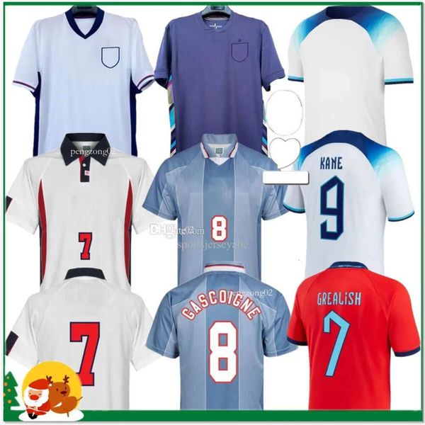 Version des fans de joueurs 2024 Englands Soccer Jerseys Kane Rashford Grealish Sterling Mount Saka 23 24 Hommes Enfants Kit Équipe nationale 1996 1998 Sport Football Shirt 50