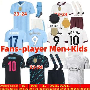 Jerseys de football HAALAND 23 24 DE BRUYNE PHILLIPS MANS CITIES GREALISH FERRAN MAHREZ FODEN BERNARDO JOAO CANCELO Z RODRIGO Chemise de football Hommes Kit Ensembles Uniformes