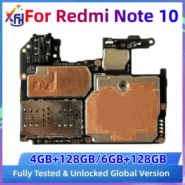 Jugador para Xiaomi Redmi Nota 10 5G Placa base 128 GB ROM Desbloqueado Circuitos principales Tablero de lógica con Google Playstore instalado