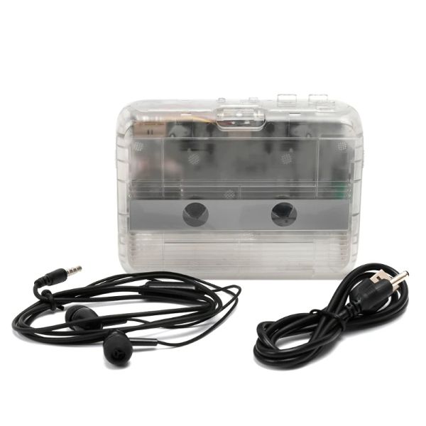 Lecteur H8wa Cassette de cassette en coque transparente Player USB / Battery Power Supplies USB Port Abs / Metal Material Small Lightweight Player