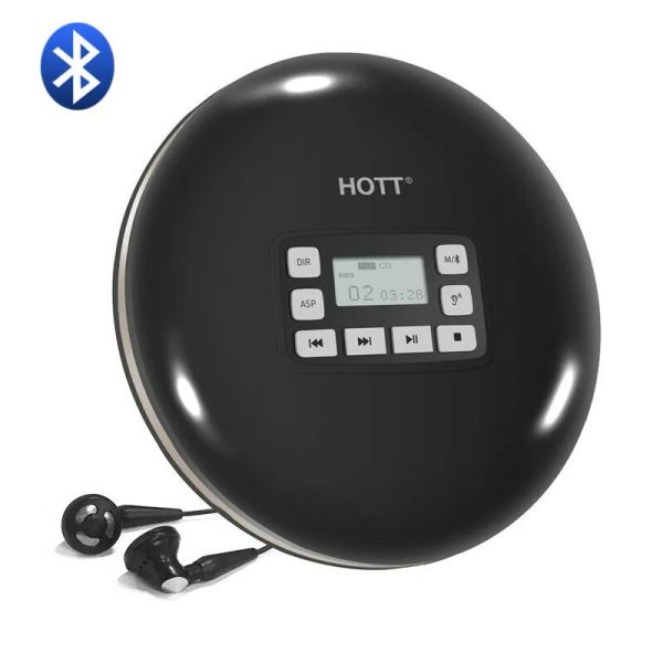 Lecteur Hott CD711t Rechargeable Bluetooth Portable MP3 CD Player pour voyages à domicile et voiture avec casque stéréo Protection anti-choc